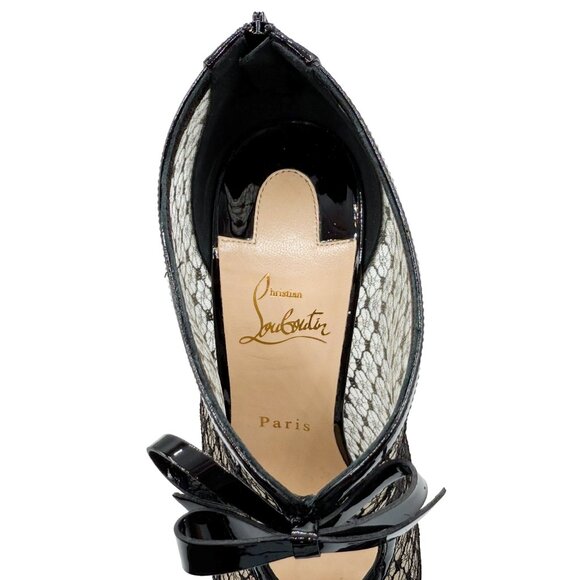 Brand New Christian Louboutin Empiralta 120 Patent Leather Mesh Open Toe Booties - Picture 8 of 12